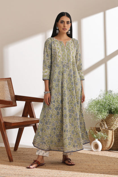 Murraya Fern Green Anarkali Set of 3