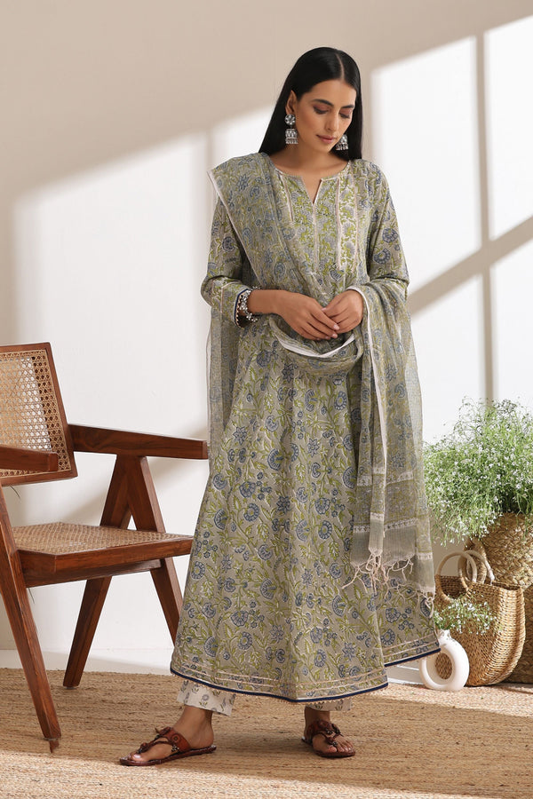 Murraya Fern Green Anarkali Set of 3