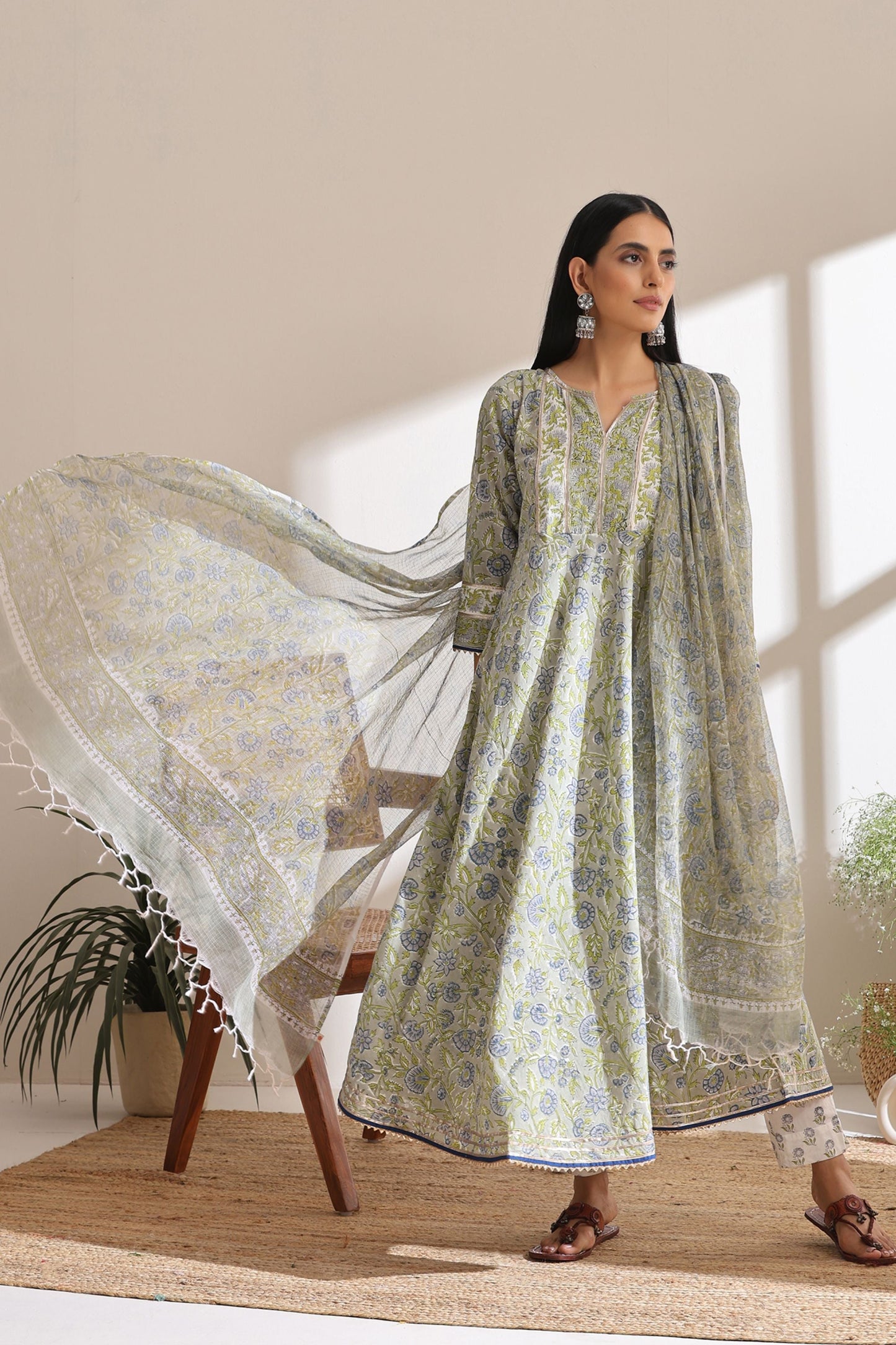 Murraya Fern Green Anarkali Set of 3
