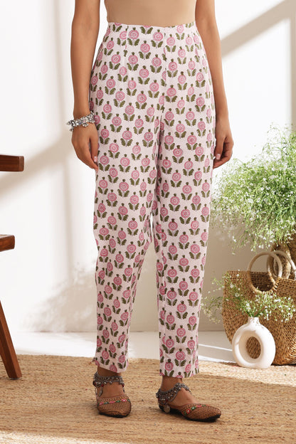 Murraya Primrose Pink Gathered Mirrorwork Kurta Set of 3