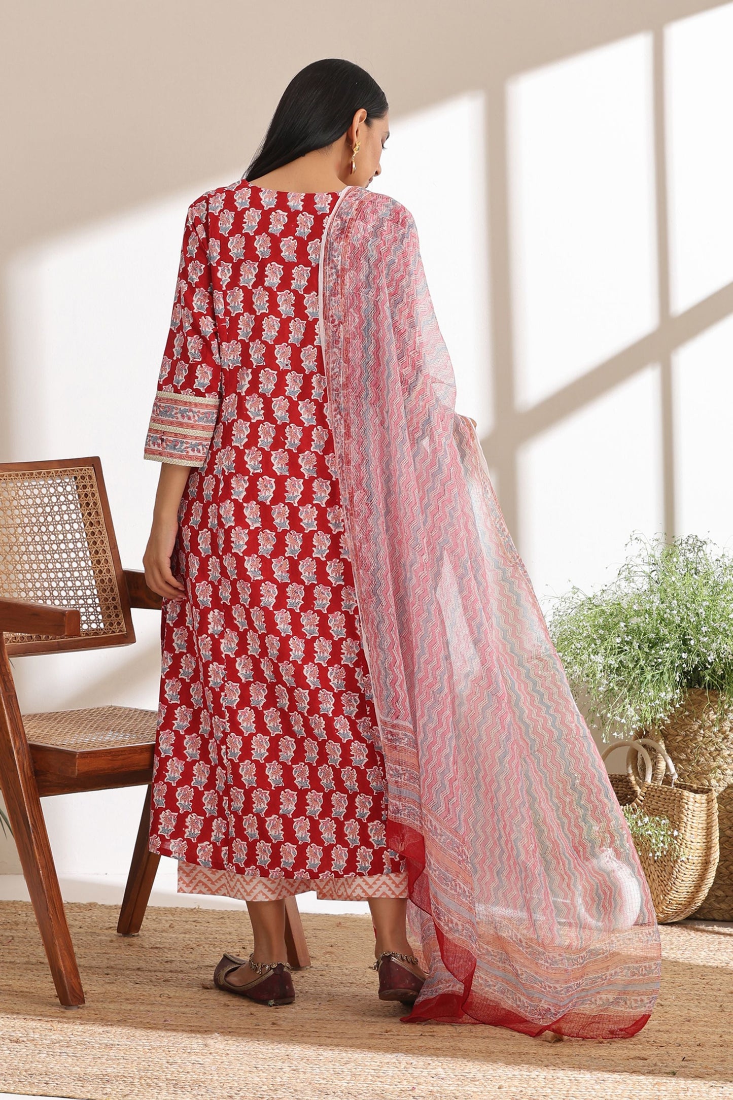 Murraya Crimson Red Kurta Set of 3