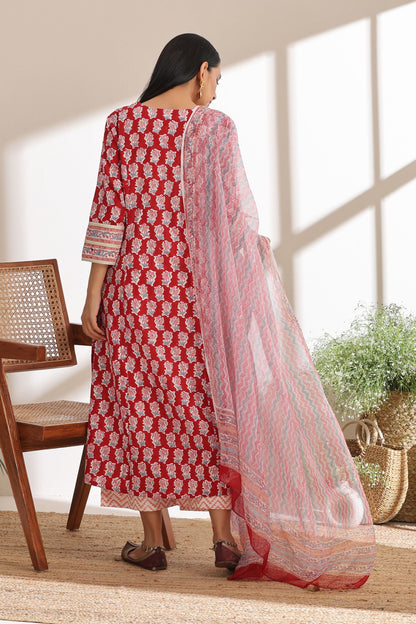 Murraya Crimson Red Kurta Set of 3