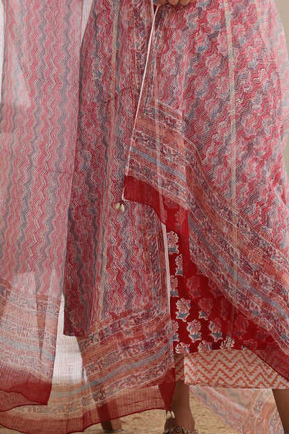 Murraya Crimson Red Kurta Set of 3