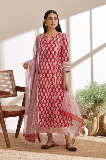 Murraya Crimson Red Kurta Set of 3