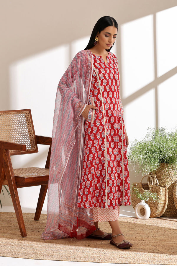 Murraya Crimson Red Kurta Set of 3