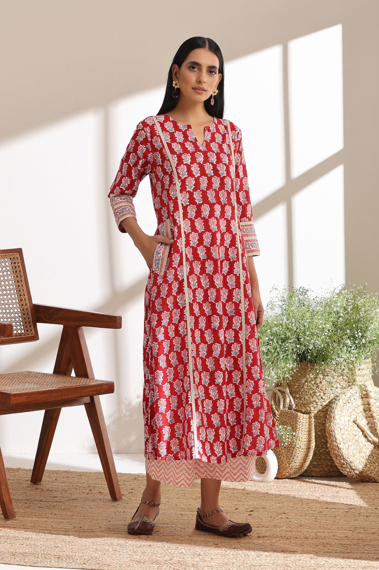 Murraya Crimson Red Kurta Set of 3