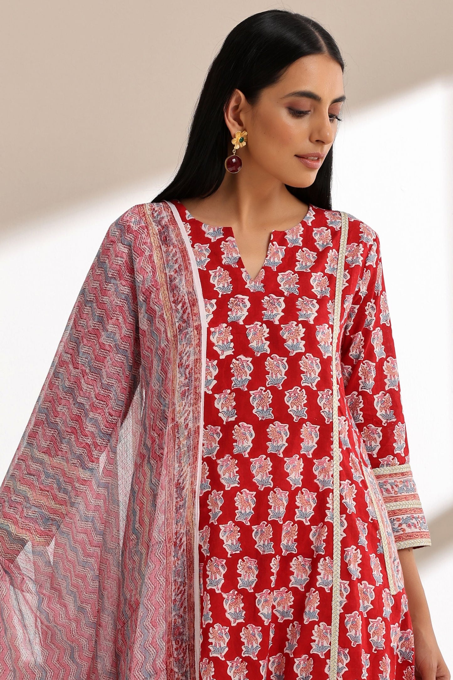 Murraya Crimson Red Kurta Set of 3