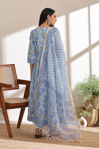 Murraya Powder Blue Embroidered Anarkali Set of 3