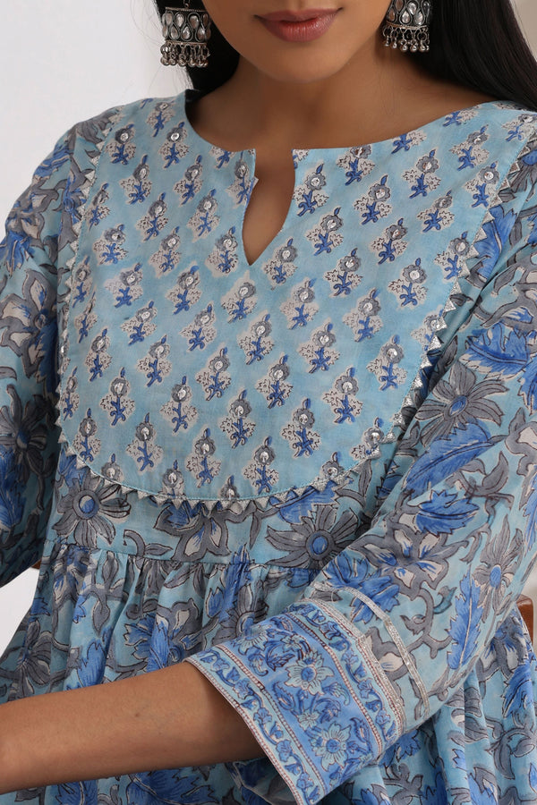 Murraya Powder Blue Embroidered Anarkali Set of 3