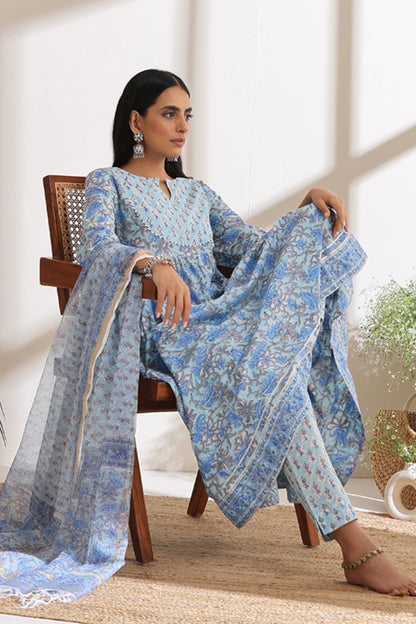 Murraya Powder Blue Embroidered Anarkali Set of 3