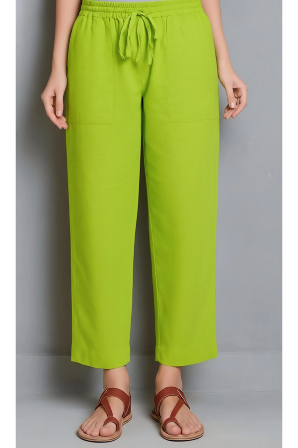 Maati Comfort Fit Pants With Pockets - Lime Green
