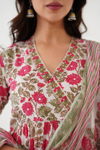 Murraya White Alissa Embroidered Anarkali Set of 3