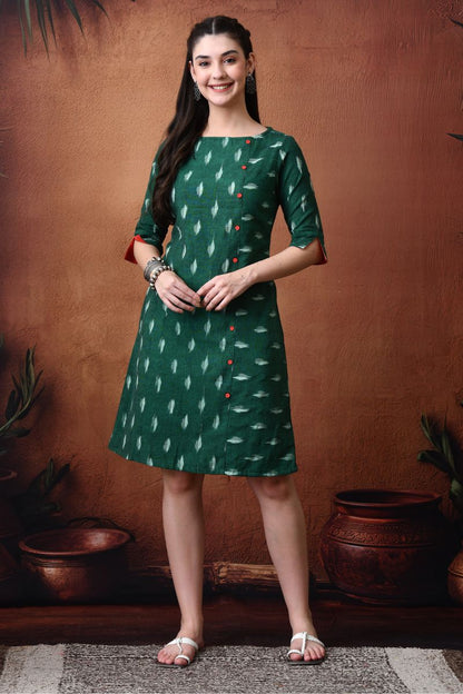 Green Ikat Formal Shift Dress