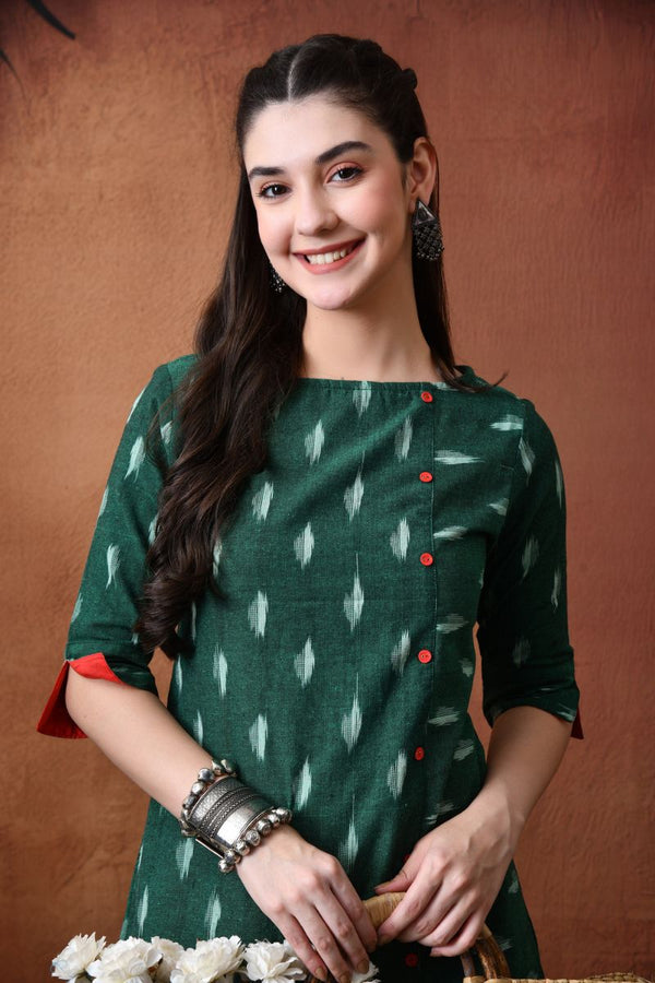 Green Ikat Formal Shift Dress