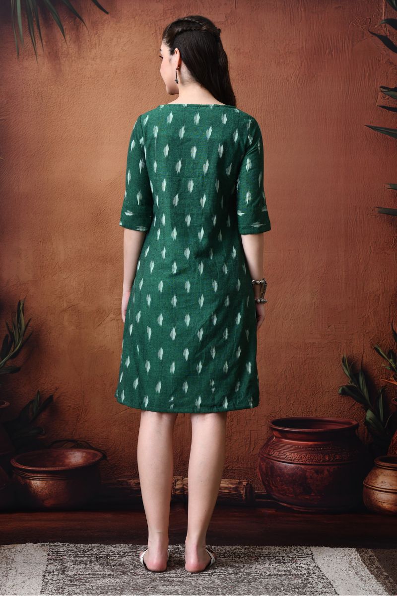 Green Ikat Formal Shift Dress