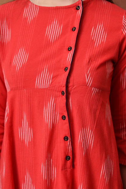 Red Ikat Angrakha Dress