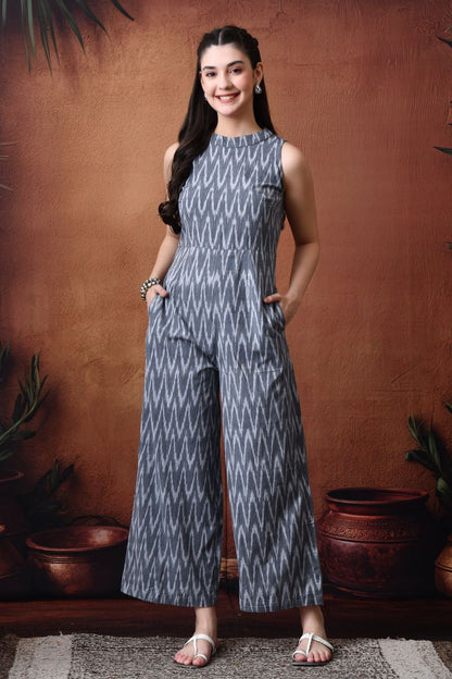 Grey Chevron Ikat Jumpsuit