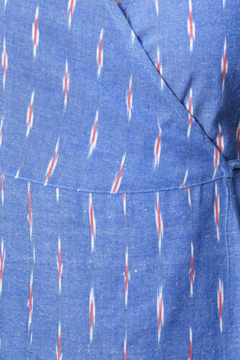 Powder Blue Ikat Wrap Dress