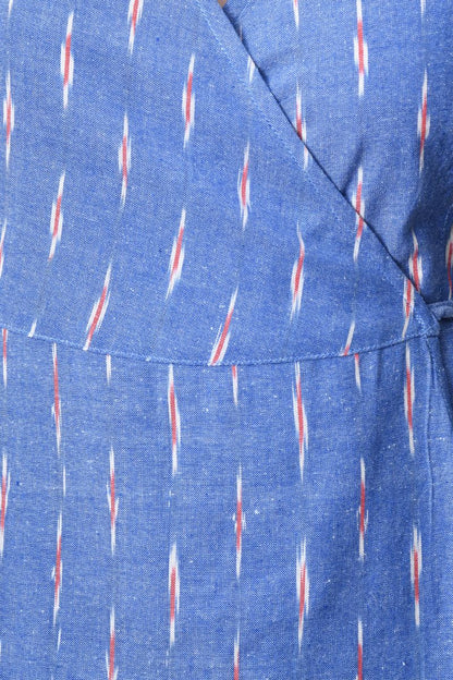 Powder Blue Ikat Wrap Dress