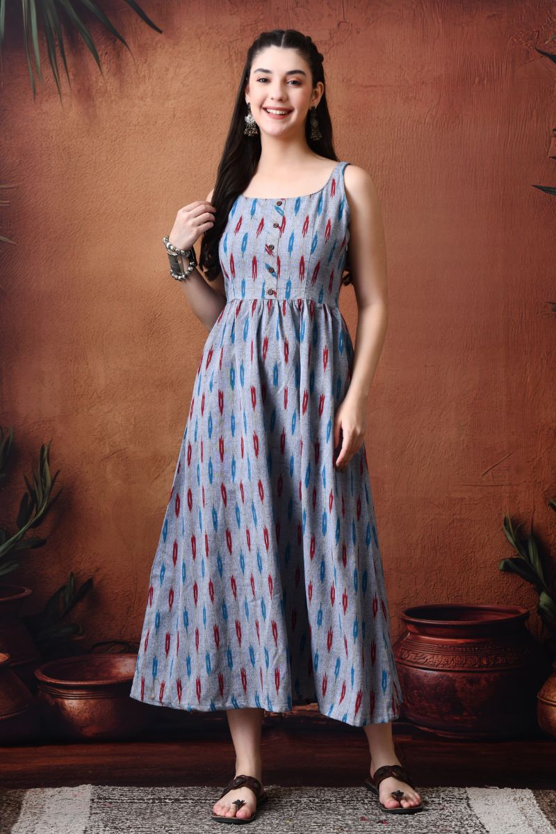 Grey Ikat Maxi Dress