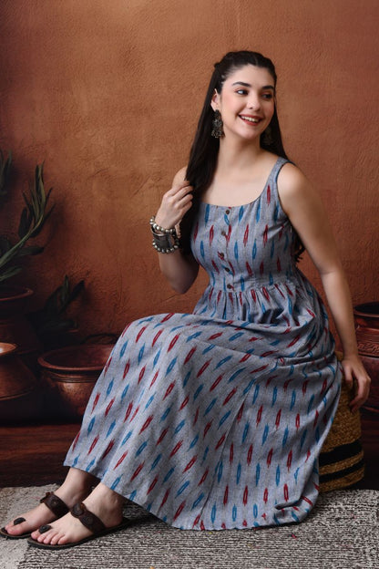 Grey Ikat Maxi Dress