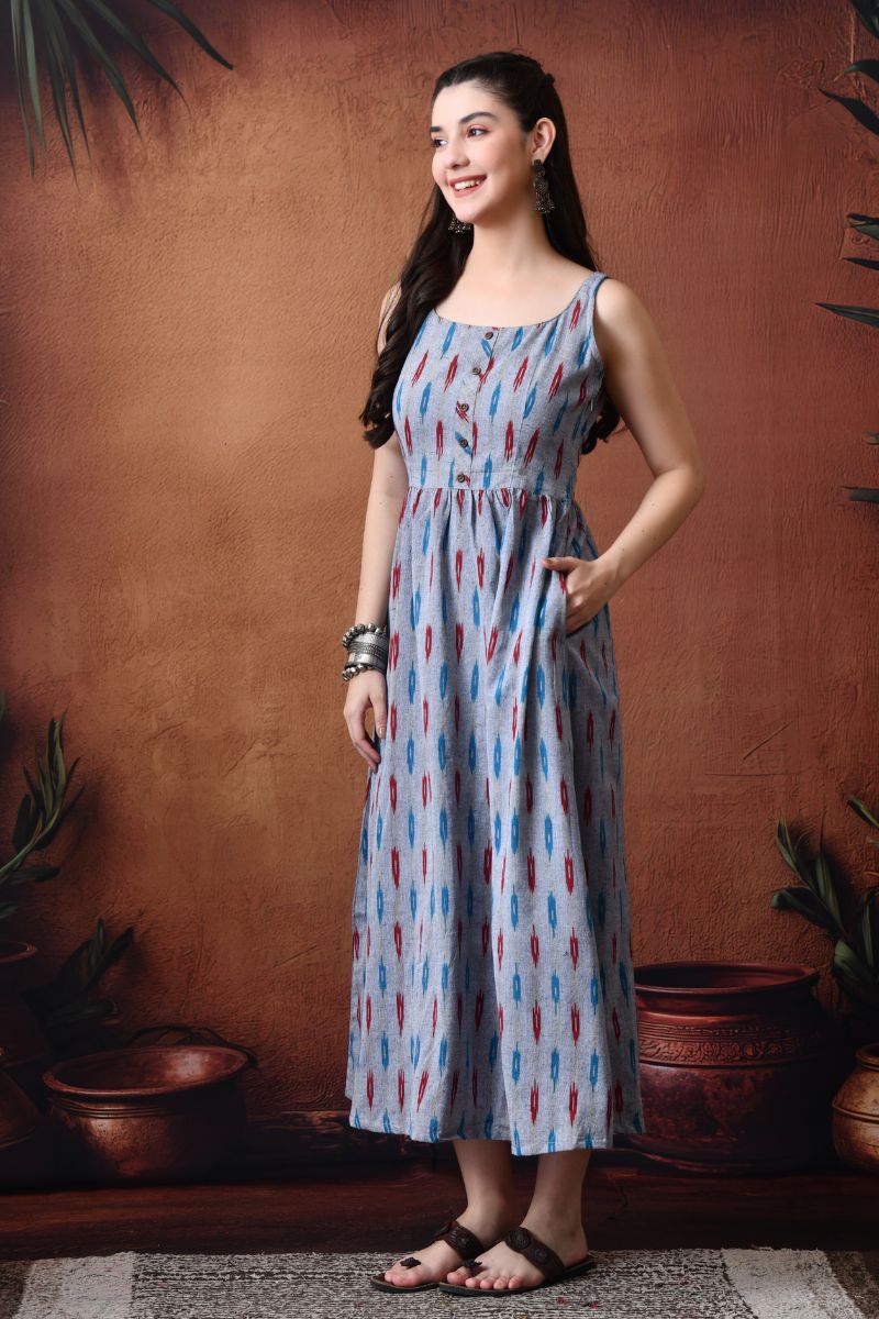 Grey Ikat Maxi Dress
