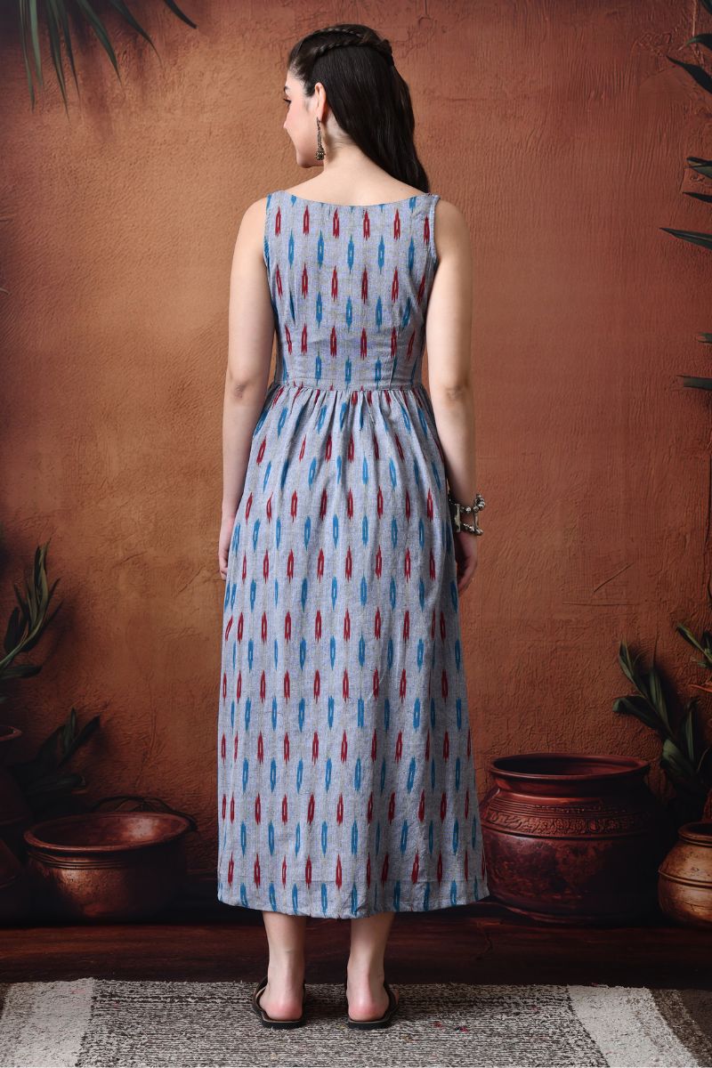 Grey Ikat Maxi Dress