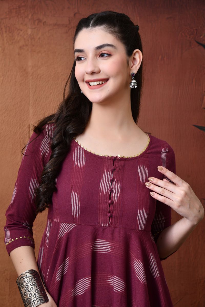 Plum Ikat Twirl Dress