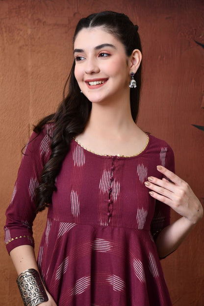 Plum Ikat Twirl Dress