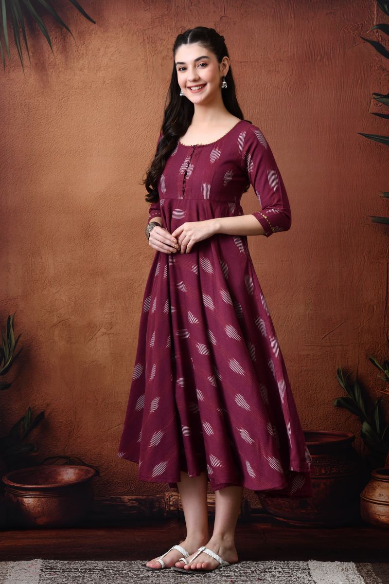 Plum Ikat Twirl Dress
