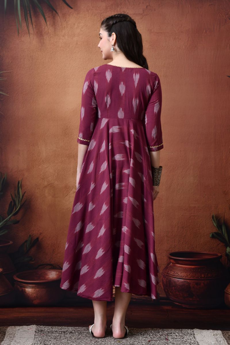 Plum Ikat Twirl Dress
