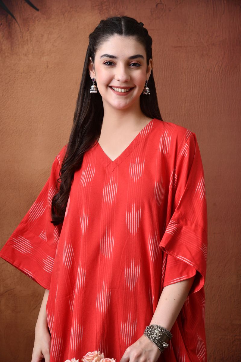 Red Ikat Cowl Dress