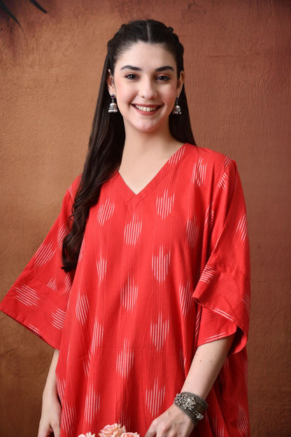 Red Ikat Cowl Dress