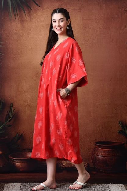 Red Ikat Cowl Dress