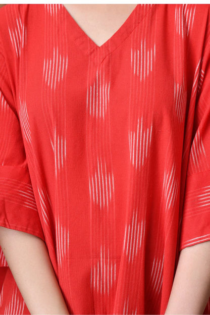 Red Ikat Cowl Dress