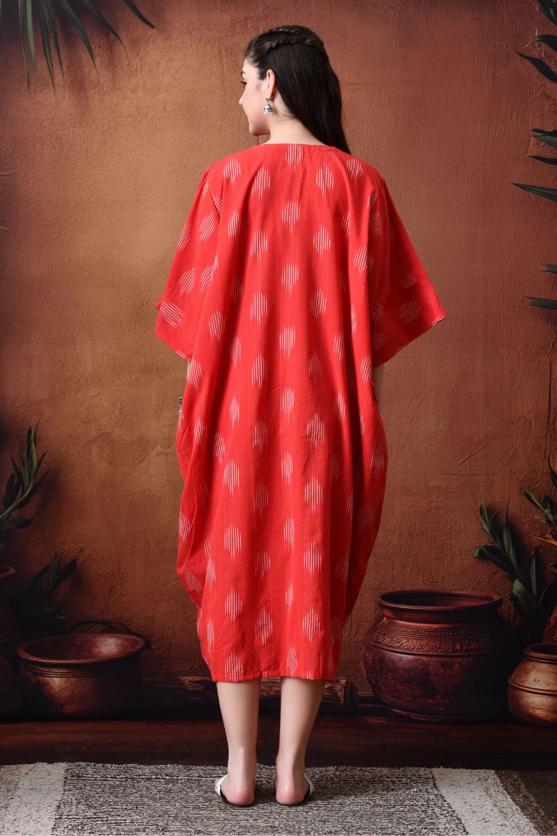 Red Ikat Cowl Dress