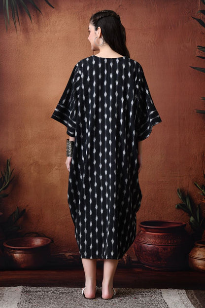 Black Ikat Cowl Dress