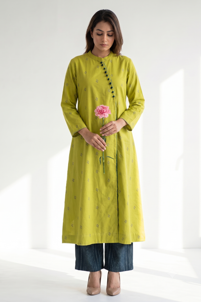 Verdant Melody Dots Cross Potli Angrakha Kurta Top