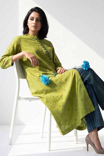 Verdant Melody Dots Cross Potli Angrakha Kurta Top