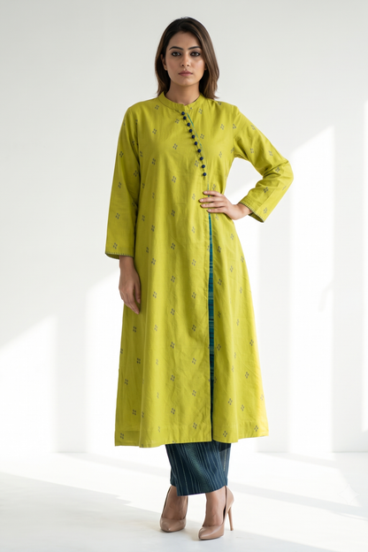 Verdant Melody Dots Cross Potli Angrakha Kurta Top