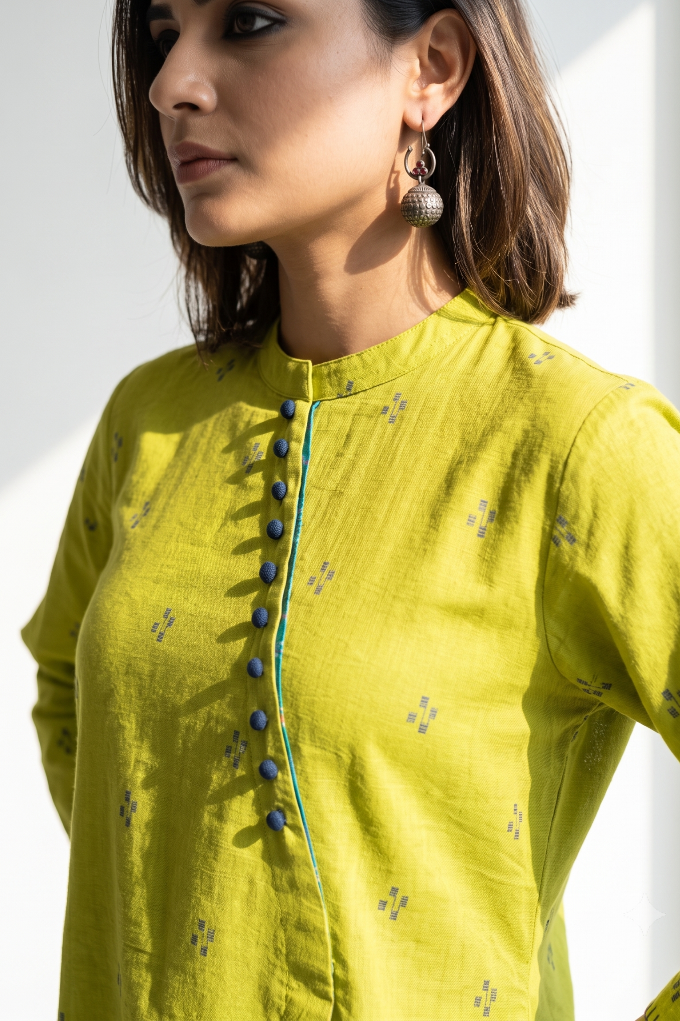 Verdant Melody Dots Cross Potli Angrakha Kurta Top