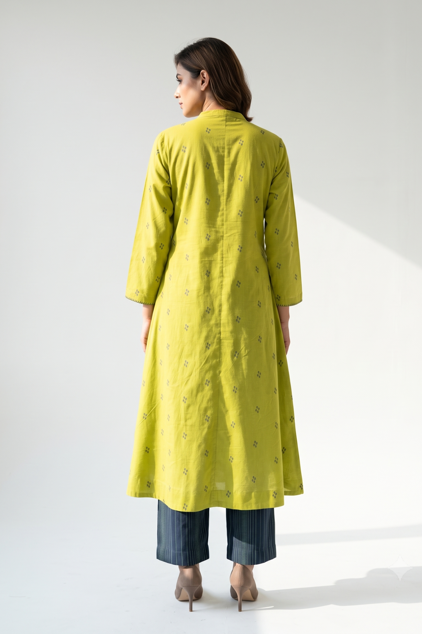 Verdant Melody Dots Cross Potli Angrakha Kurta Top