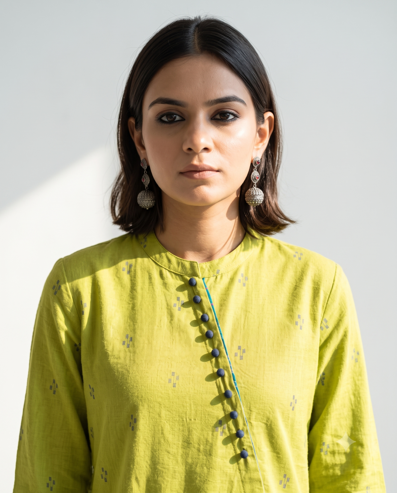 Verdant Melody Dots Cross Potli Angrakha Kurta Top