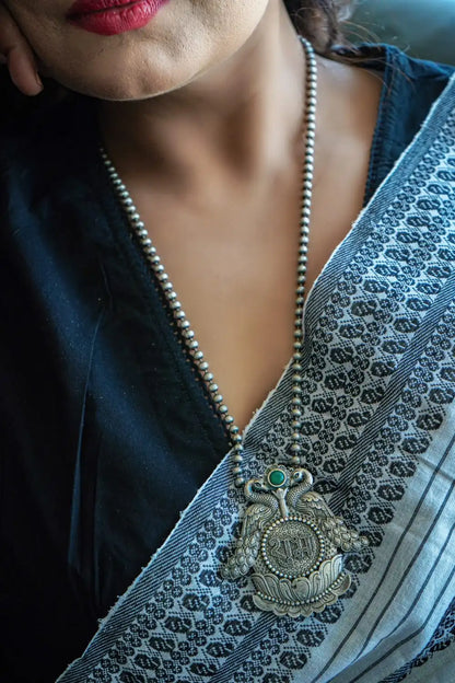 “Shubh” Silver Look Alike Oxidised Pendant for Garba Festival