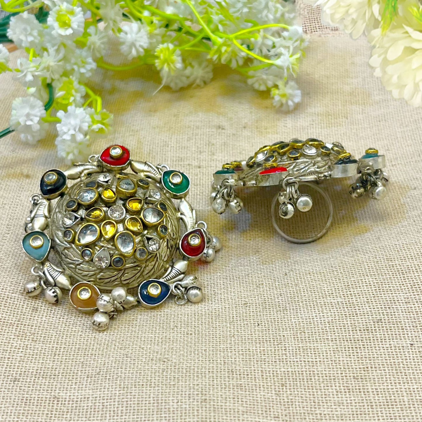 Circie  Silver Plated Multi Color Ring