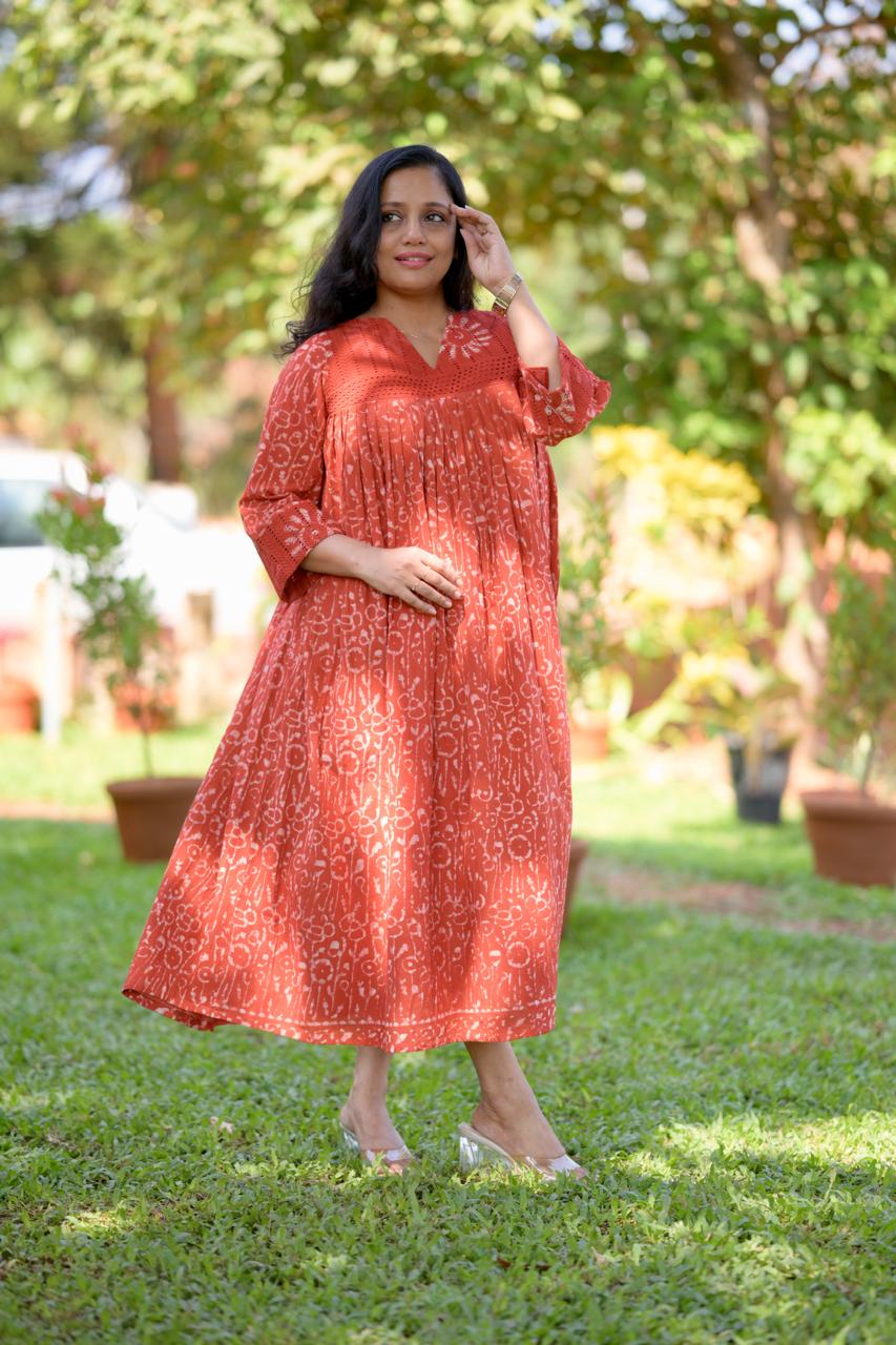 Cotton Hakoba A-Line Dress Og