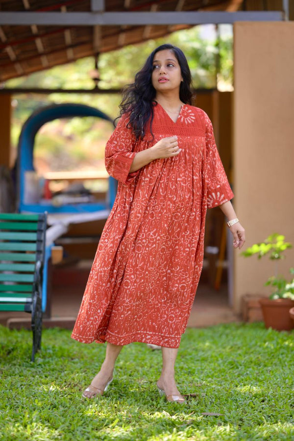 Cotton Hakoba A-Line Dress Og