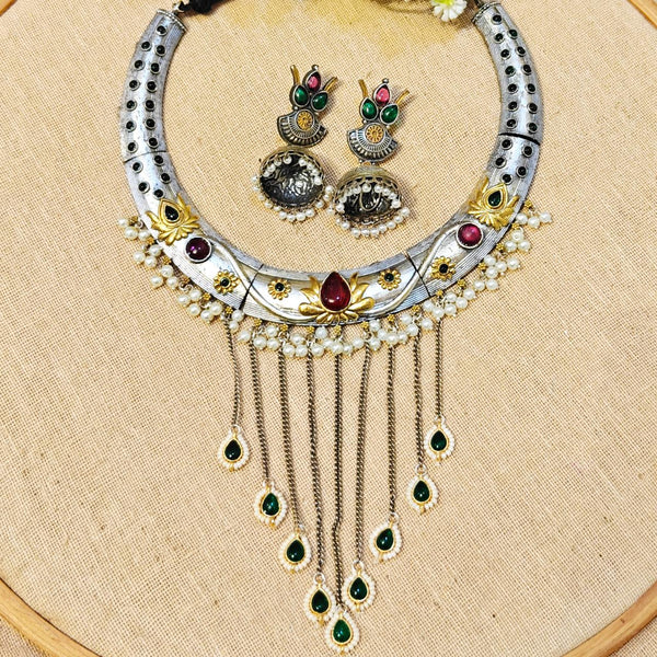 Lotus Silver Look Alike Dual Tone Choker