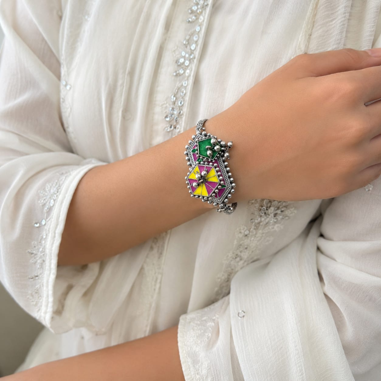 Ocean Silver Look Alike Oxidized Kada