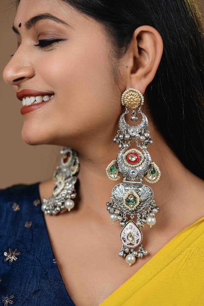 Layered statment earrings long